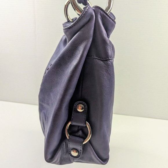 B. Makowsky Purple Leather With Silver Hardware‎ Shoulder Bag - Picture 5 of 16